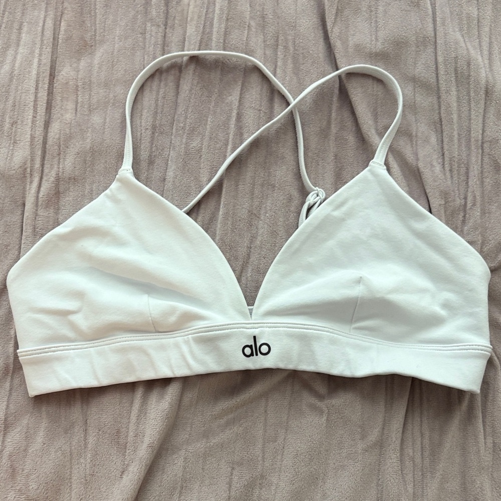 ALO Yoga White Cross-Back Bralette